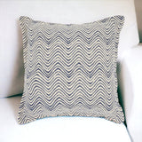 20" Indigo And Ivory Waves Throw Pillow - Homeroots