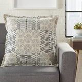 Indigo And Ivory Geometric Throw Pillow - Homeroots