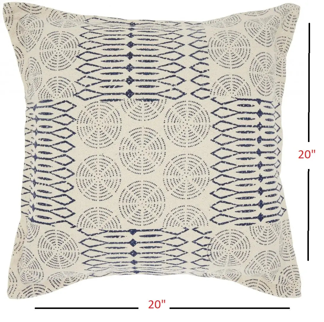 Indigo And Ivory Geometric Throw Pillow - Homeroots - Flyclothing LLC