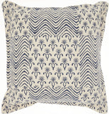 Indigo And Ivory Floral Waves Throw Pillow - Homeroots