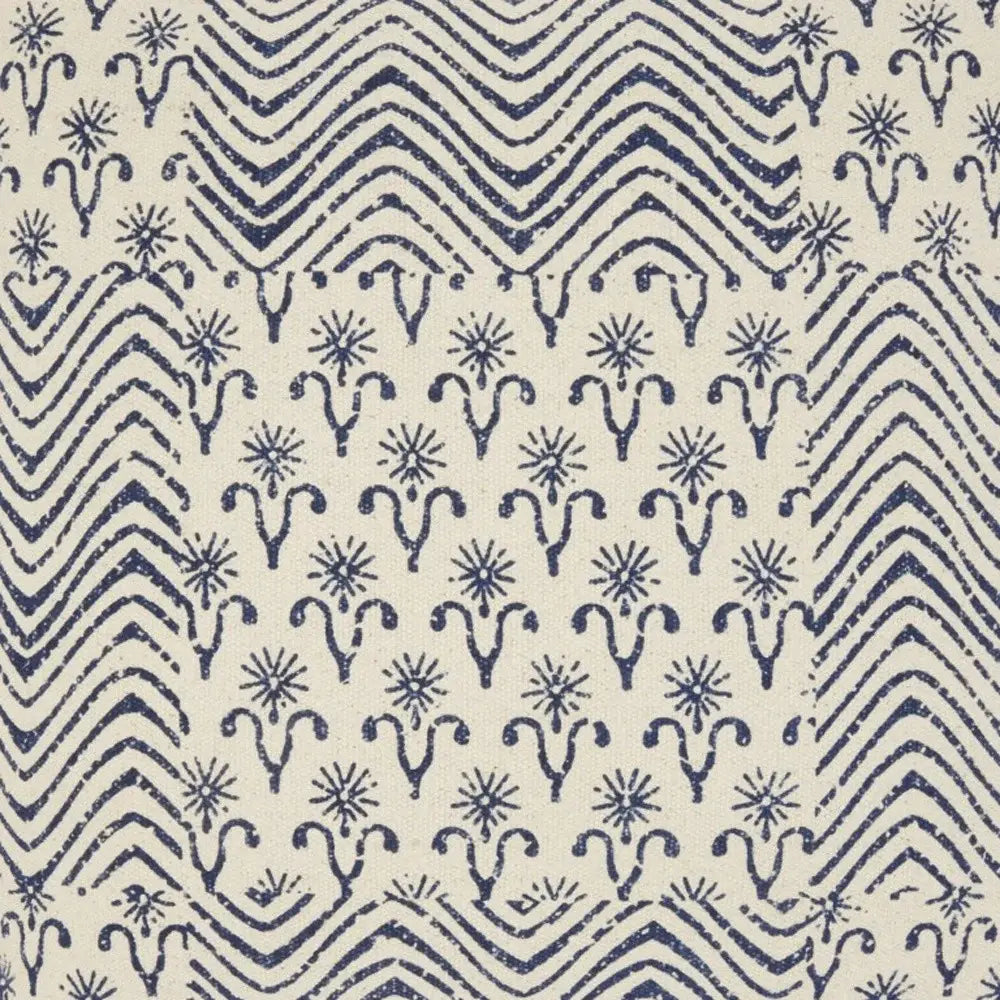 Indigo And Ivory Floral Waves Throw Pillow - Homeroots - Flyclothing LLC