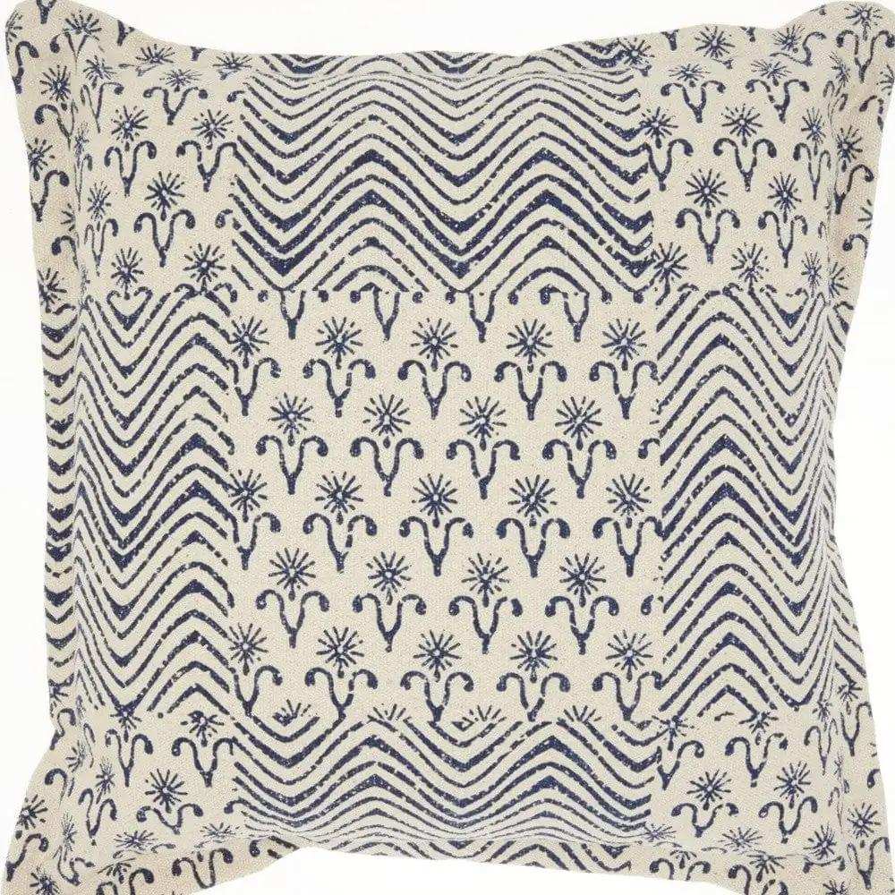 Indigo And Ivory Floral Waves Throw Pillow - Homeroots - Flyclothing LLC