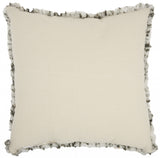24" White and Gray Diamond Faux Fur Throw Pillow - Homeroots