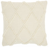 Ivory Textured Lattice Throw Pillow - Homeroots