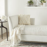 Ivory Textured Lattice Throw Pillow - Homeroots
