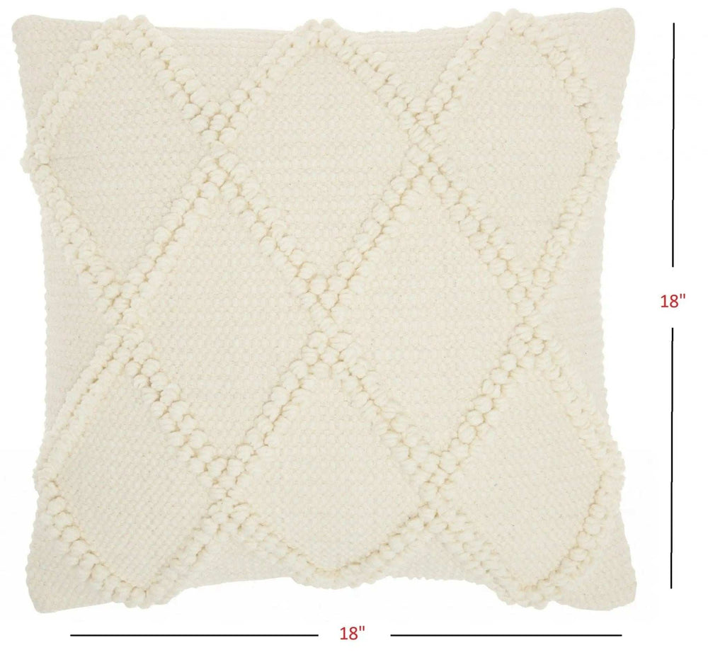 Ivory Textured Lattice Throw Pillow - Homeroots - Flyclothing LLC