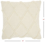Ivory Textured Lattice Throw Pillow - Homeroots - Flyclothing LLC