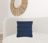 Navy Blue Textured Dots And Stripes Throw Pillow - Homeroots
