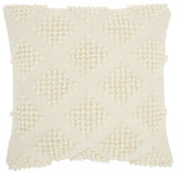 18" Ivory Textured Diamonds Throw Pillow - Homeroots