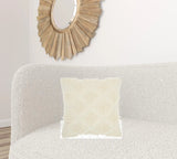 18" Ivory Textured Diamonds Throw Pillow - Homeroots