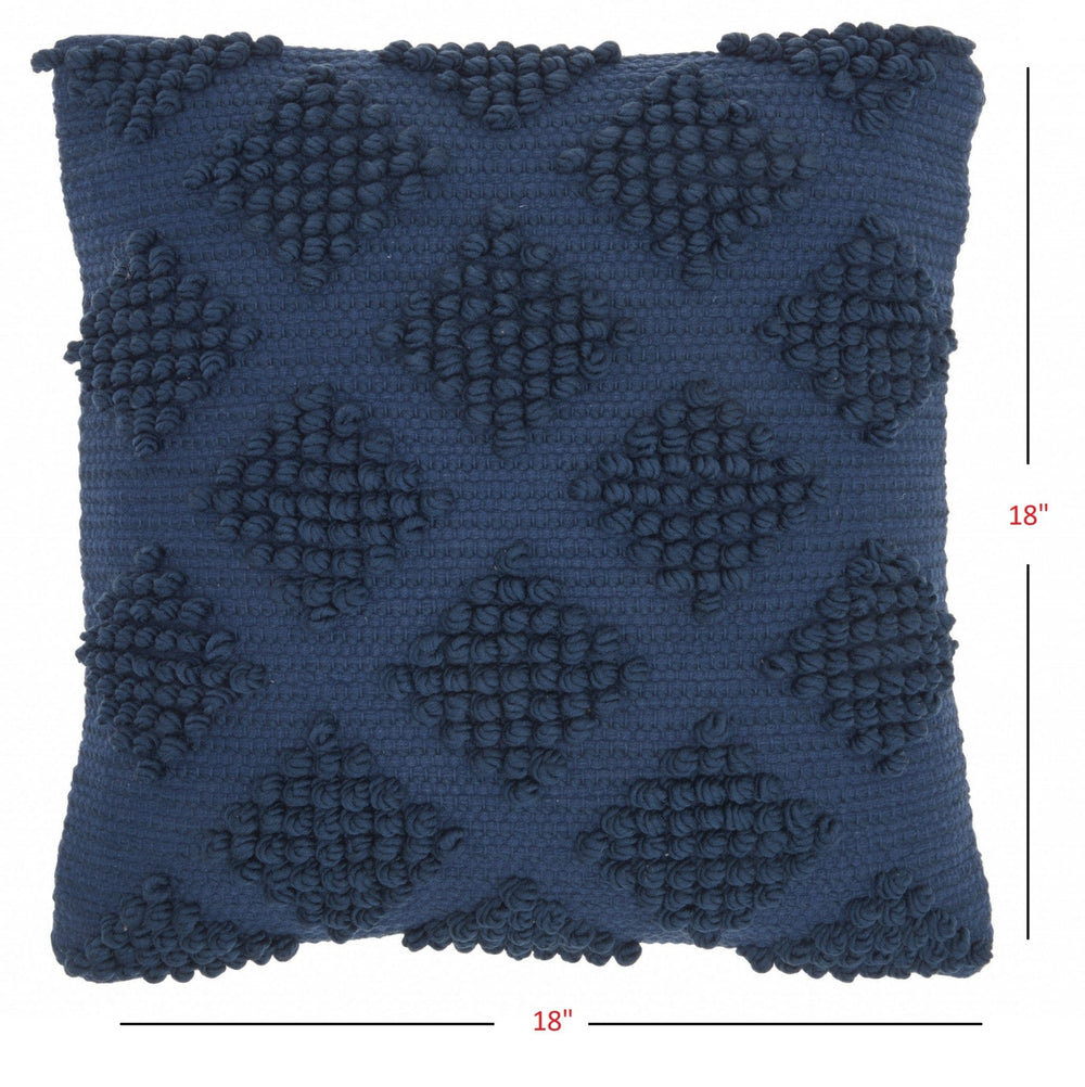 18" Navy Blue Textured Diamonds Throw Pillow - Homeroots - Flyclothing LLC
