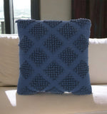 18" Navy Blue Textured Diamonds Throw Pillow - Homeroots