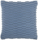 18" Blue Dot And Stripe Polyester and Cotton Blend Throw Pillow With Texture - Homeroots