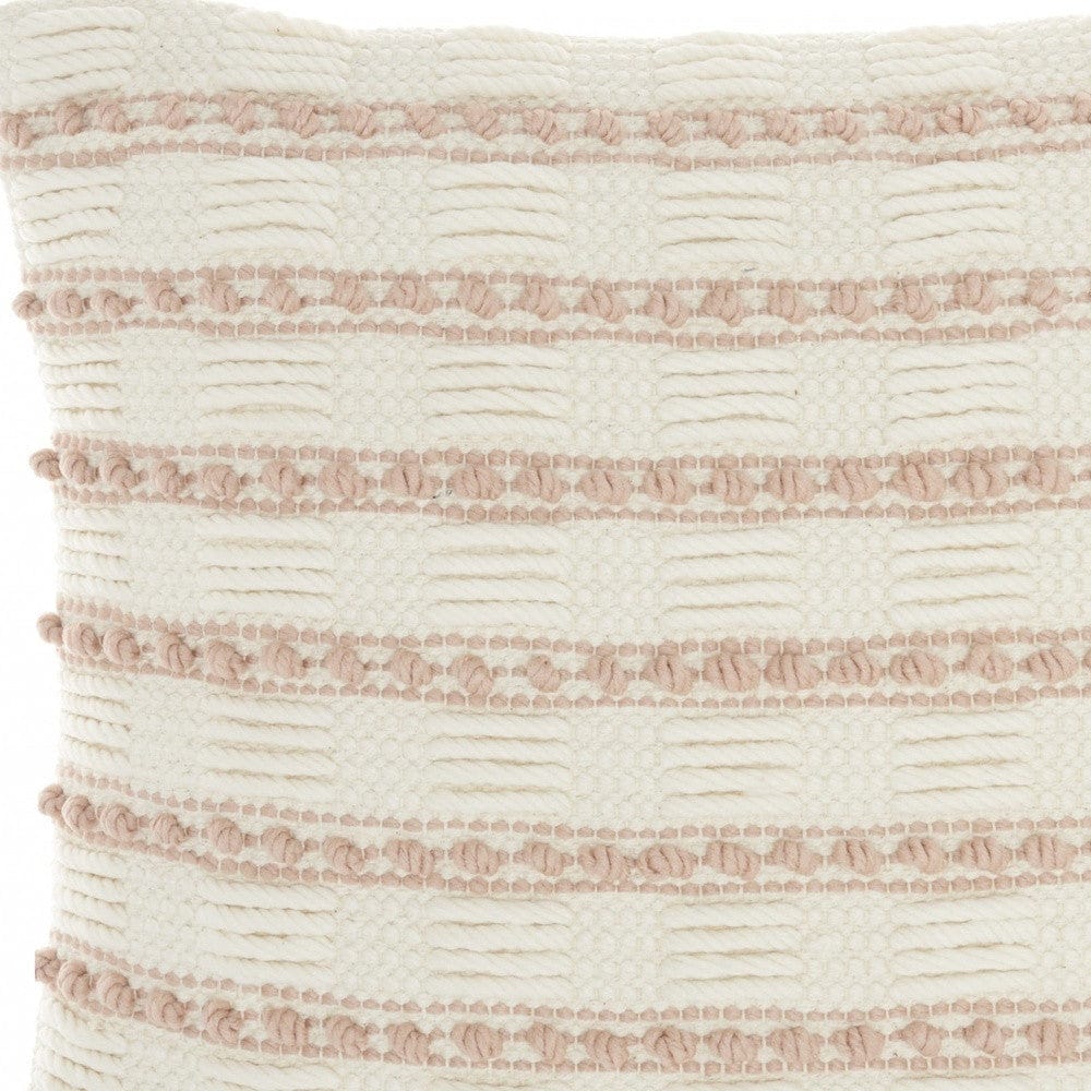 18" Blush Cotton Blend Throw Pillow - Homeroots