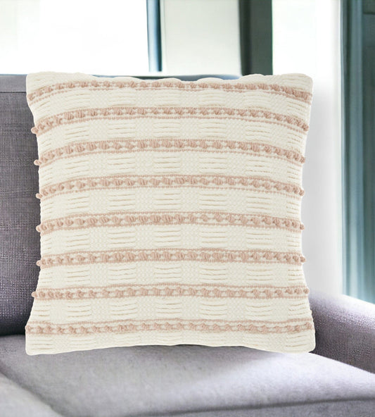 18" Blush Cotton Blend Throw Pillow - Homeroots