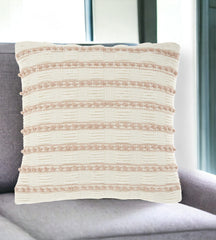 18" Blush Cotton Blend Throw Pillow - Homeroots