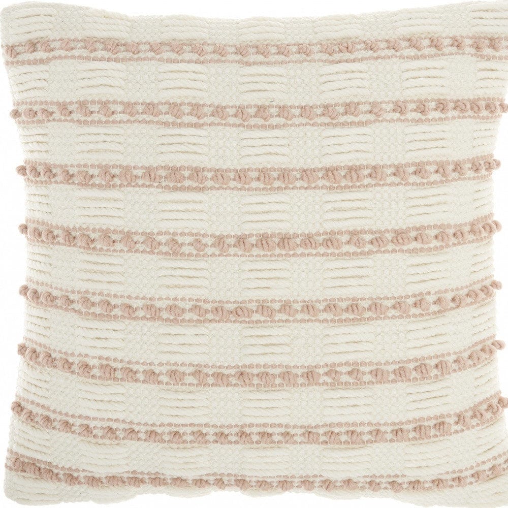 18" Blush Cotton Blend Throw Pillow - Homeroots