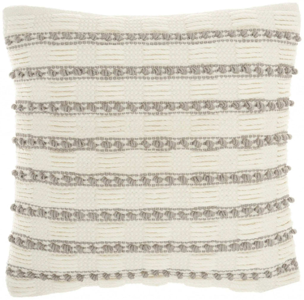 Light Gray And Ivory Textured Stripes Throw Pillow - Homeroots - Flyclothing LLC