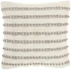 Light Gray And Ivory Textured Stripes Throw Pillow