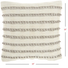 Light Gray And Ivory Textured Stripes Throw Pillow