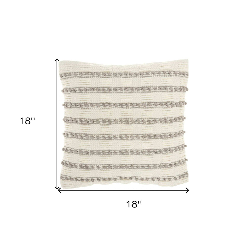 Light Gray And Ivory Textured Stripes Throw Pillow - Homeroots - Flyclothing LLC