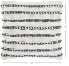 18" Navy Cotton Blend Throw Pillow - Homeroots