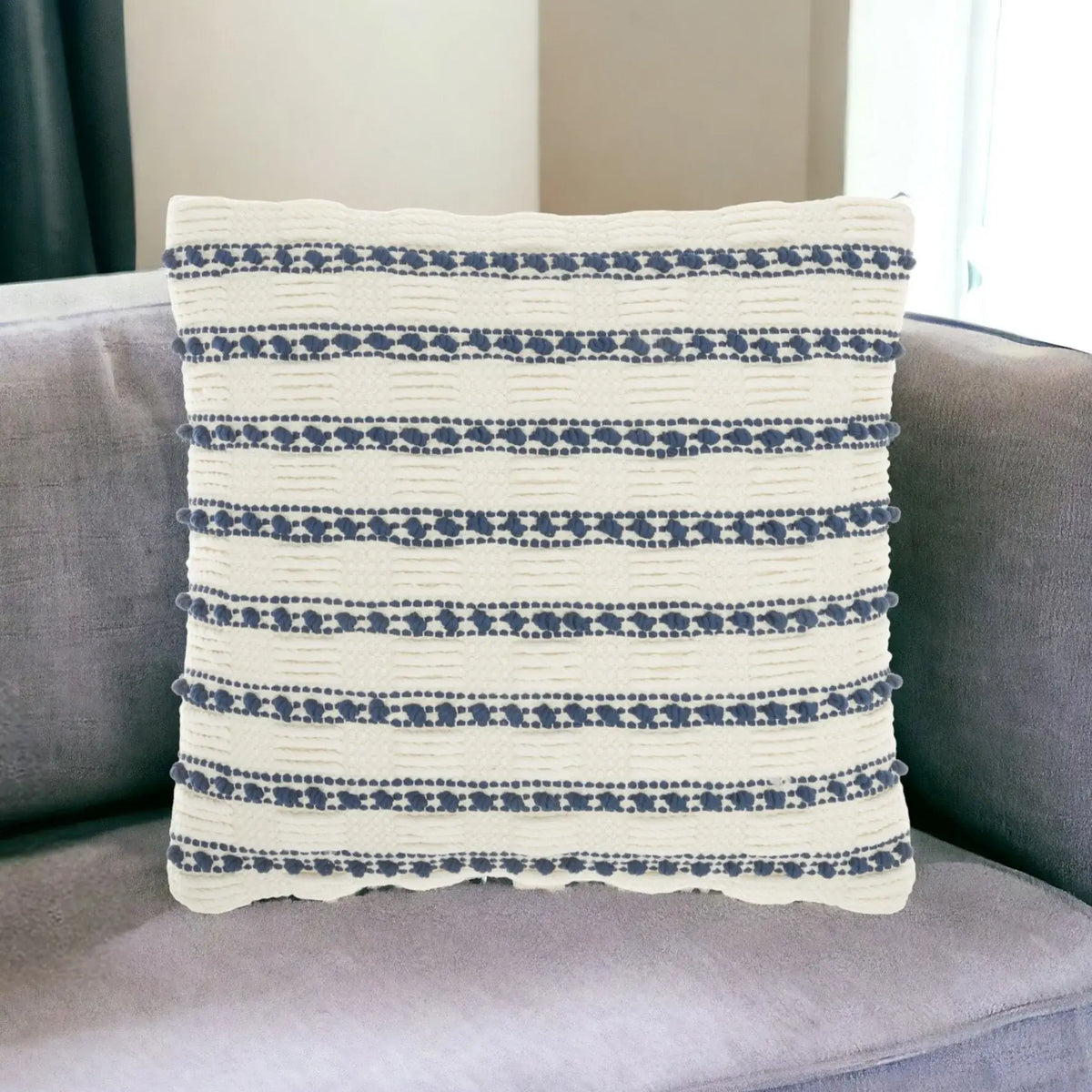 18" Navy Cotton Blend Throw Pillow - Homeroots - Flyclothing LLC