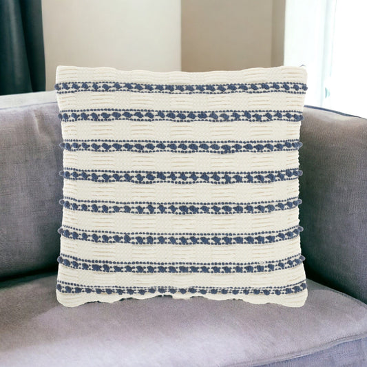 18" Navy Cotton Blend Throw Pillow - Homeroots