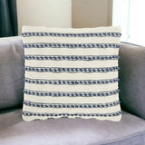 18" Navy Cotton Blend Throw Pillow - Homeroots
