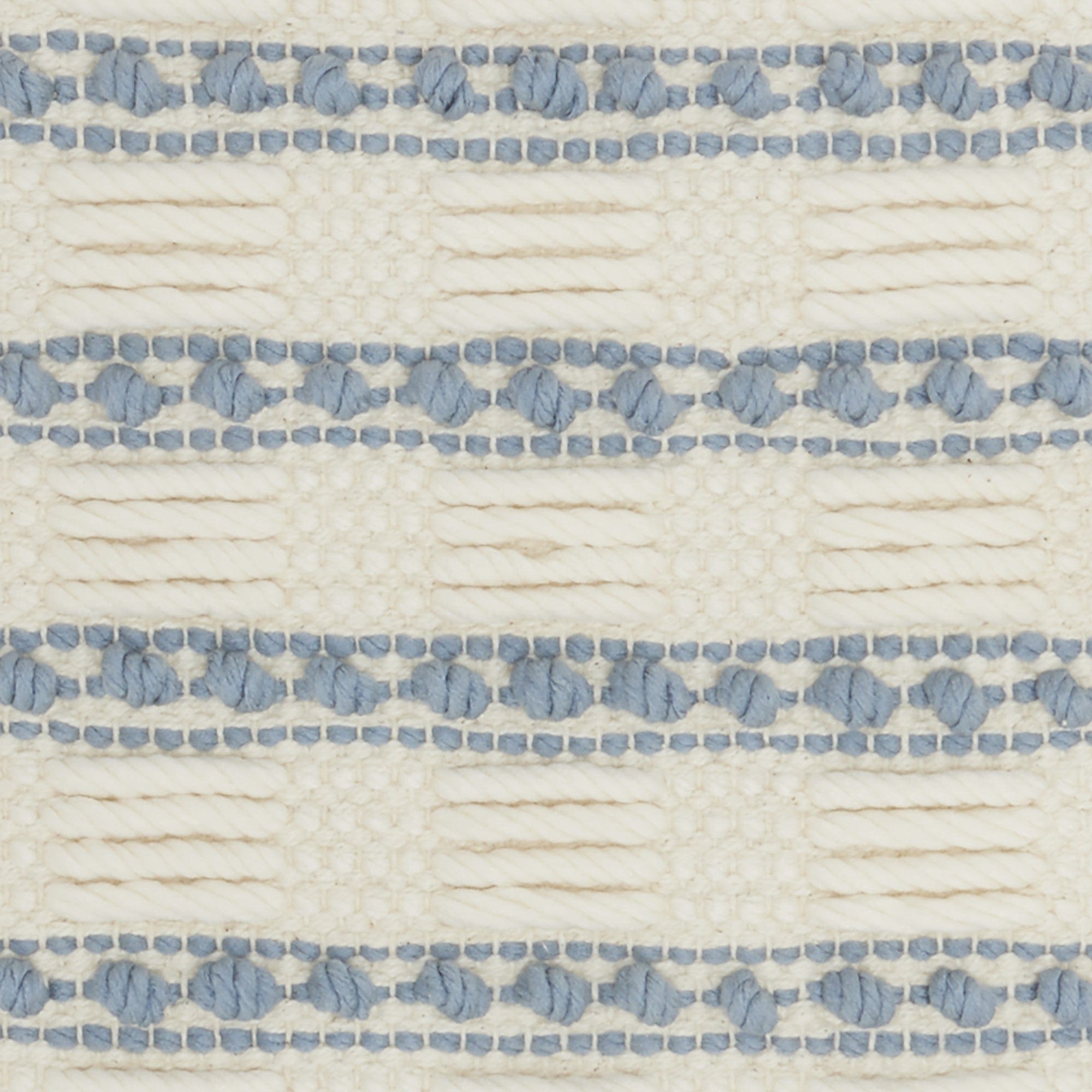 18" Pale Blue And Ivory Textured Stripes Throw Pillow - Homeroots