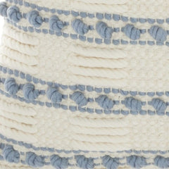 18" Pale Blue And Ivory Textured Stripes Throw Pillow - Homeroots