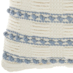 18" Pale Blue And Ivory Textured Stripes Throw Pillow - Homeroots