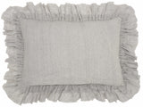 16" X 24" Gray Pillow With Ruffled Edges - Homeroots