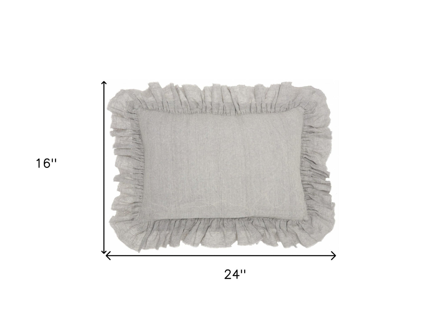 16" X 24" Gray Pillow With Ruffled Edges - Homeroots - Flyclothing LLC