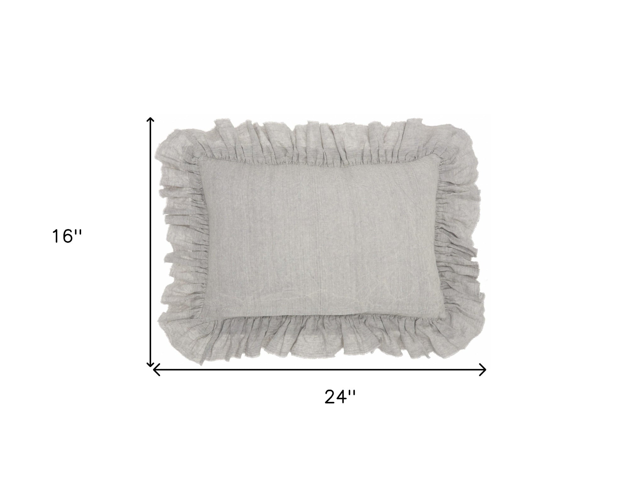 16" X 24" Gray Pillow With Ruffled Edges - Homeroots - Flyclothing LLC