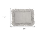 16" X 24" Gray Pillow With Ruffled Edges - Homeroots - Flyclothing LLC