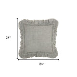 24" Light Gray Pillow With Ruffled Edges - Homeroots