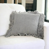 24" Light Gray Pillow With Ruffled Edges - Homeroots