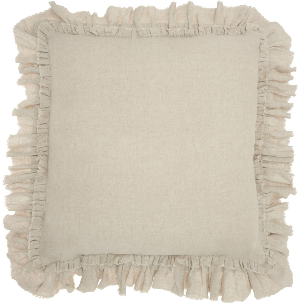 24" Beige Pillow With Ruffled Edges - Homeroots - Flyclothing LLC