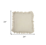 24" Beige Pillow With Ruffled Edges - Homeroots