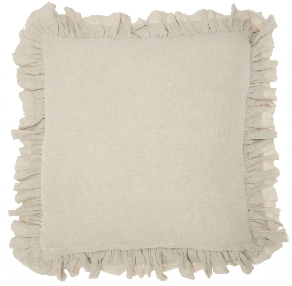 24" Beige Pillow With Ruffled Edges - Homeroots - Flyclothing LLC