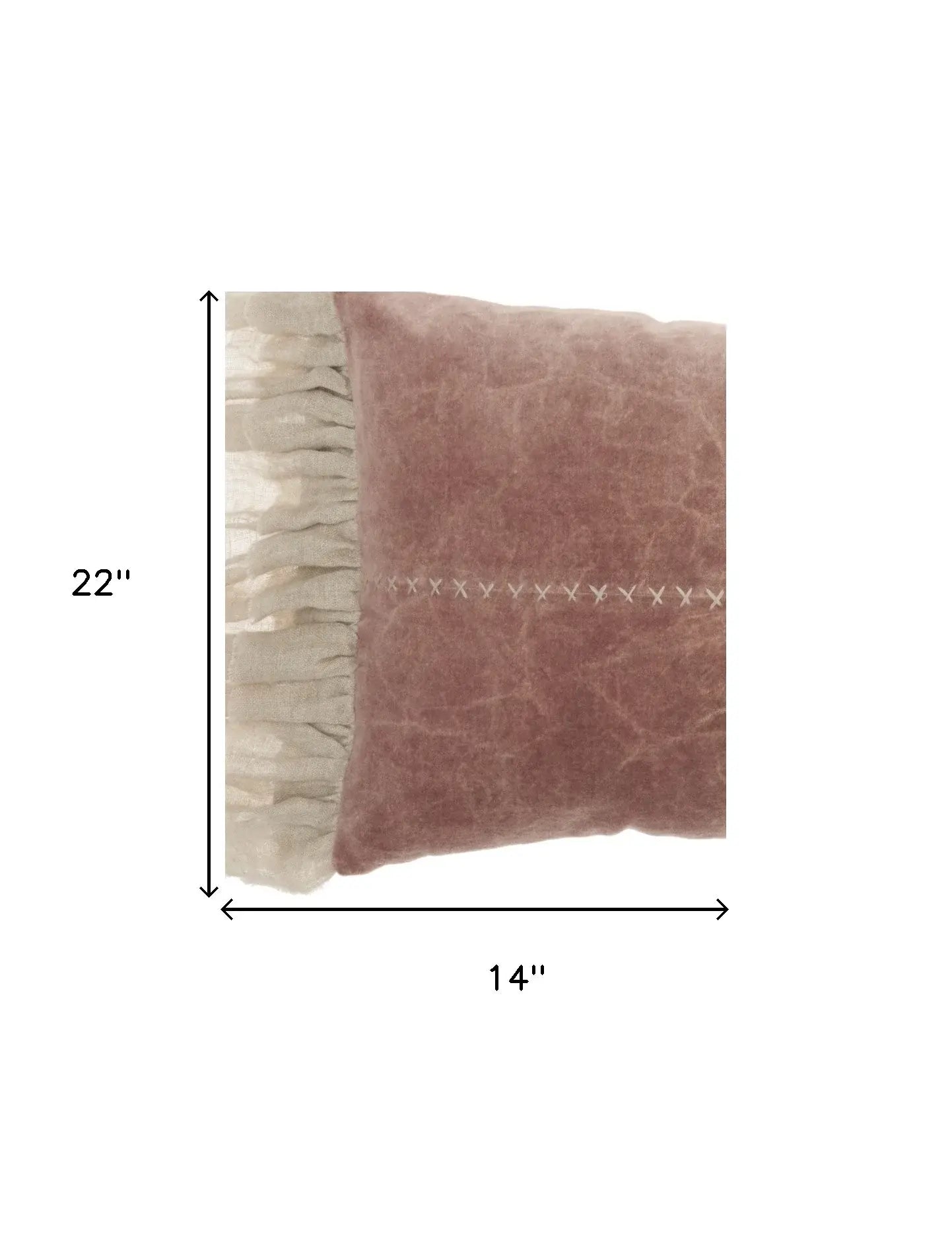 Wide Tasseled Marble Pink Lumbar Pillow - Homeroots - Flyclothing LLC