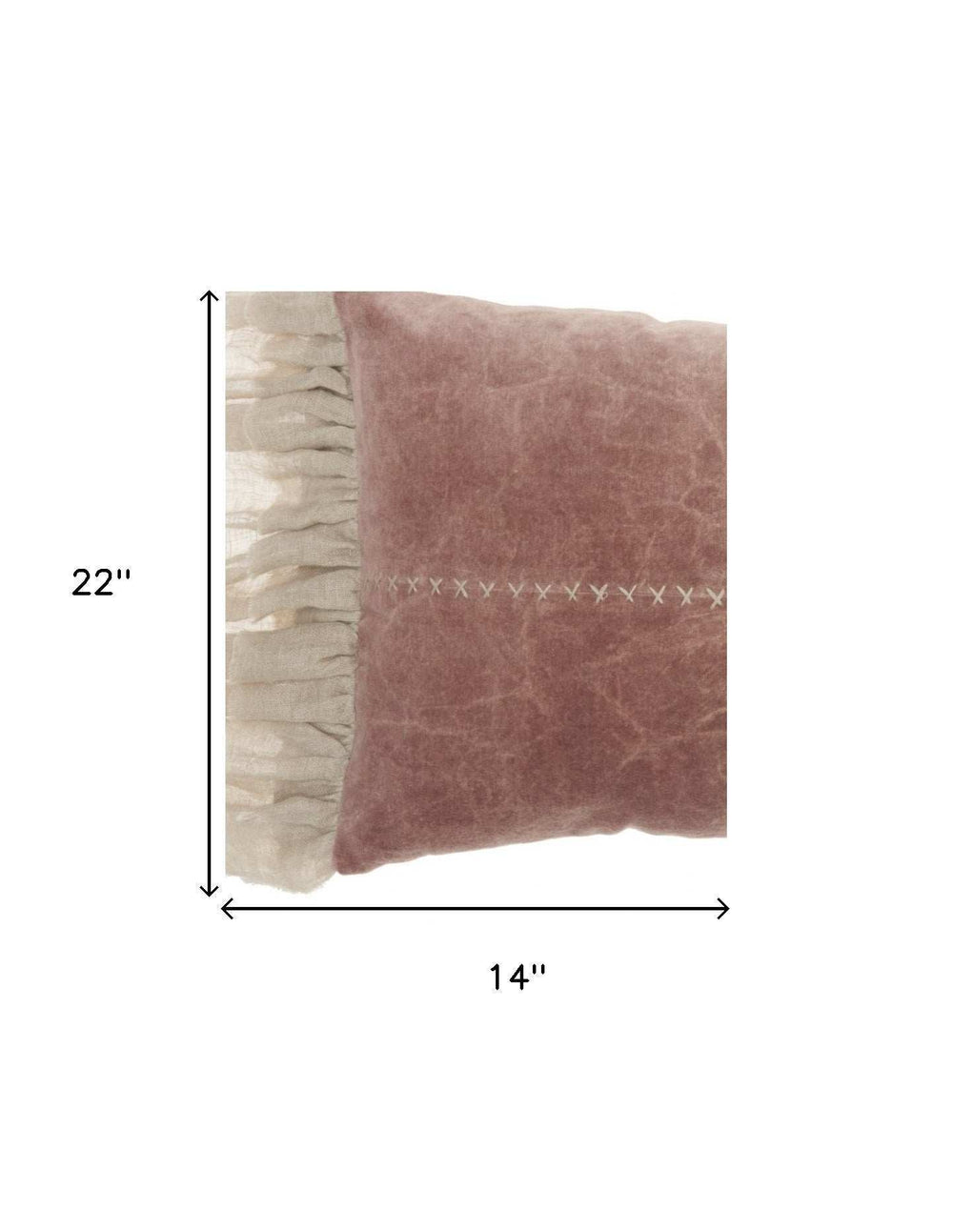 Wide Tasseled Marble Pink Lumbar Pillow - Homeroots - Flyclothing LLC
