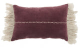 Wide Tasseled Marble Maroon Lumbar Pillow - Homeroots