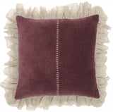 Wide Tasseled Marble Maroon Throw Pillow - Homeroots