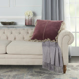 Wide Tasseled Marble Maroon Throw Pillow - Homeroots