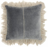 Wide Tasseled Marble Steel Blue Throw Pillow - Homeroots