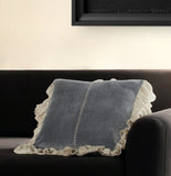 Wide Tasseled Marble Steel Blue Throw Pillow - Homeroots