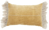 Wide Tasseled Marble Yellow Lumbar Pillow - Homeroots