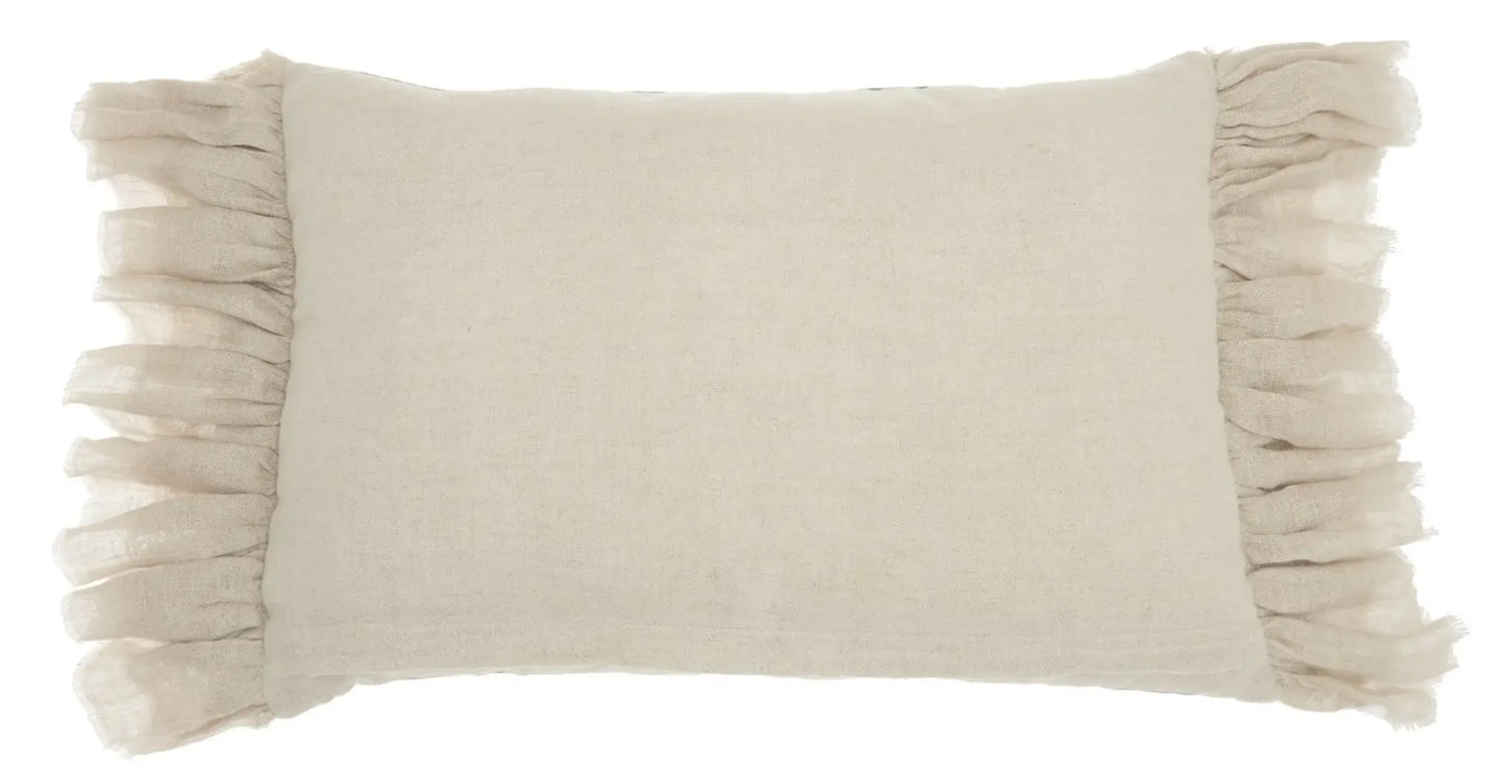 Wide Tasseled Marble Yellow Lumbar Pillow - Homeroots - Flyclothing LLC